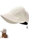 Women's foldable sun hat off-white waffle UV50+ lightweight.