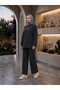 Women's Islamic Clothing Modal Fabric Crew Neck Tunic Top and Bottom Set - 4