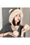 Women's pom-pom ski hat blue/white warm fleece. - 2