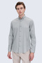 Khaki Comfort Fit Button down Collar 100% Cotton Long Sleeve Linen Shirt
