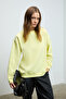 Karius women's organic cotton oversize round neck yellow sweatshirt with fleece lining - 2