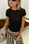 Layered Crew Neck Black Blouse - 4