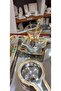 Nehi̇r Lalezar Plain Gold 40 Piece Tea Set for 12 People (with Cups) - 3