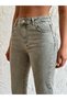 Women's Haki High Waist Flare Cut 5-Pocket Cotton Jean Trousers - 2