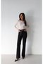 Women's Black Jean Trousers High Waist Chain Belt Detailed Wide Leg - 2