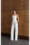 Women's Ecru Jean Jumpsuit with Rope Straps, Zipper Back, Wide Legs - 2