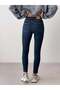 Women's Dark Blue Tint High Waist Narrow Leg Dark Blue 5-Pocket Skinny Jean Pants - 5