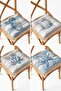 Sea Horse and Coral Patterned Summer 4-Piece Fringed Puffy Balcony Chair Cushion Set