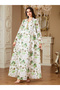Green Floral Print Tassel Detail Maxi Jalabiya - 4