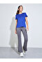 Blue Basic Round Neck Short Sleeve Top - 2