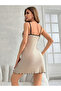 Khaki Ribbed Strappy Nightdress - 2