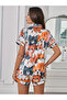 Multi-Color Graphic Print Shirt and Shorts Pajama Set - 5