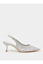 Grey Polka Dot Mid Heel Slingback Pumps