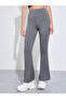 Charcoal Contour Stitch Detail Flared Leggings - 2
