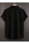 Men Black Textured Short Sleeve Shirt - 2