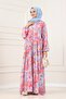 Esin Half Button Robe Dress-Blue - 3