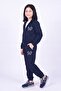 Girl's Butterfly Printed Stand Collar Double Pocket Zippered Tracksuit Set
