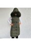 Women's Khaki Fur-Lined and Detachable Hooded Double-Pocketed Puffer Vest - 5