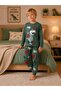 Boys Dinosaur Print Long Sleeve Bottom Top Pajama Set - 2