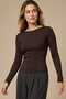 Women's Soft Texture Premium Quality Body-Conscious Boat Neck Tricot Blouse