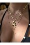 Pearl Chain Flower Steel Triple Necklace