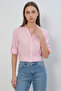 Women's Short Sleeve Oversize Cut Pink Shirt - 5