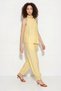 Women's Beaded Detailed Halter Neck Elastic Waist Shalwar Yellow Trouser Set - 6