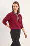 Women's Oversize Burgundy Sweatshirt with Scarf Detail and Leopard Embroidery - 3