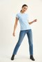 Women's Cotton Corset with Metal Clasp on the Back and Slit Detail, Top Baby Blue - 6