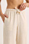 Women's Linen Cream Blouse Pants Set - 5