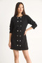 Women's Crew Neck Button Detailed Knitwear Black Dress - 2