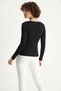 Women's Double Breasted Collar Gold Buckle Detailed Long Sleeve Black Blouse - 6