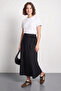 Women's Belted Long Flared Black Skirt - 3