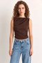 Women's Bitter Brown Blouse with Metal Accessories, Drape Detail, and Hidden Zipper - 7
