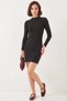 Women's Princess Sleeve Ribbed Black Dress - 6
