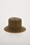 Beige Black Straw Hat