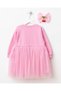 Girl's Cherry Detailed Pink Tulle Dress and Buckle - 6