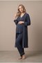 Women's Navy Blue Pajama Set with Buttons and Pleated Detail for Maternity and Pregnancy - 8