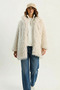 Women's Double Button Detailed Hooded Lined Tibetan Bone Coat - 5