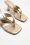 Women's Blunt Toe Flip Flop Heeled Slippers Sandals Gold - 4