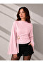 Women's Half Turtleneck Draped Belt Buckle Spanish Sleeve Blouse 224 - 3