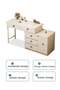 Makeup Vanity Table, Dressing Table With Retractable Side Cabinets, 5 Drawers Makeup Storage Cabinet Large Vanity Table for Bedroom (100×40×60CM) - 4