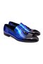 Dark Blue Color Laceless Genuine Leather Men's Shoes