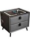 Nightstand with Charging Station and LED Lights, Smart Bedside Table with Bluetooth Speaker and Fingerprint Lock, Bed End Table with Drawer, Modern End Table Side Table ( Color : Gray) - 2