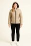 Women's Inflatable Hooded Zippered Coat Water Repellent Quilted Pocketed Jacket - Beige - 2