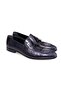 Dark Blue Color Laceless Genuine Leather Leather Sole Men's Shoes