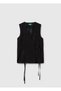 Women's Black Cross Detailed Side Tie Vest