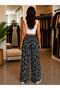Moda Başak Premium Patterned Woven Fabric Palazzo Trousers – Wide Leg Stylish Comfortable Cut - 3