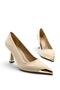 Burnu Gold Metal Detailed Stiletto Beige 9 cm