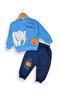 Baby Boy Seasonal 2 Thread Elephant and Lion Printed 1-2-3-4 Years Old 2-Piece Top and Bottom Tracksuit Set - 2